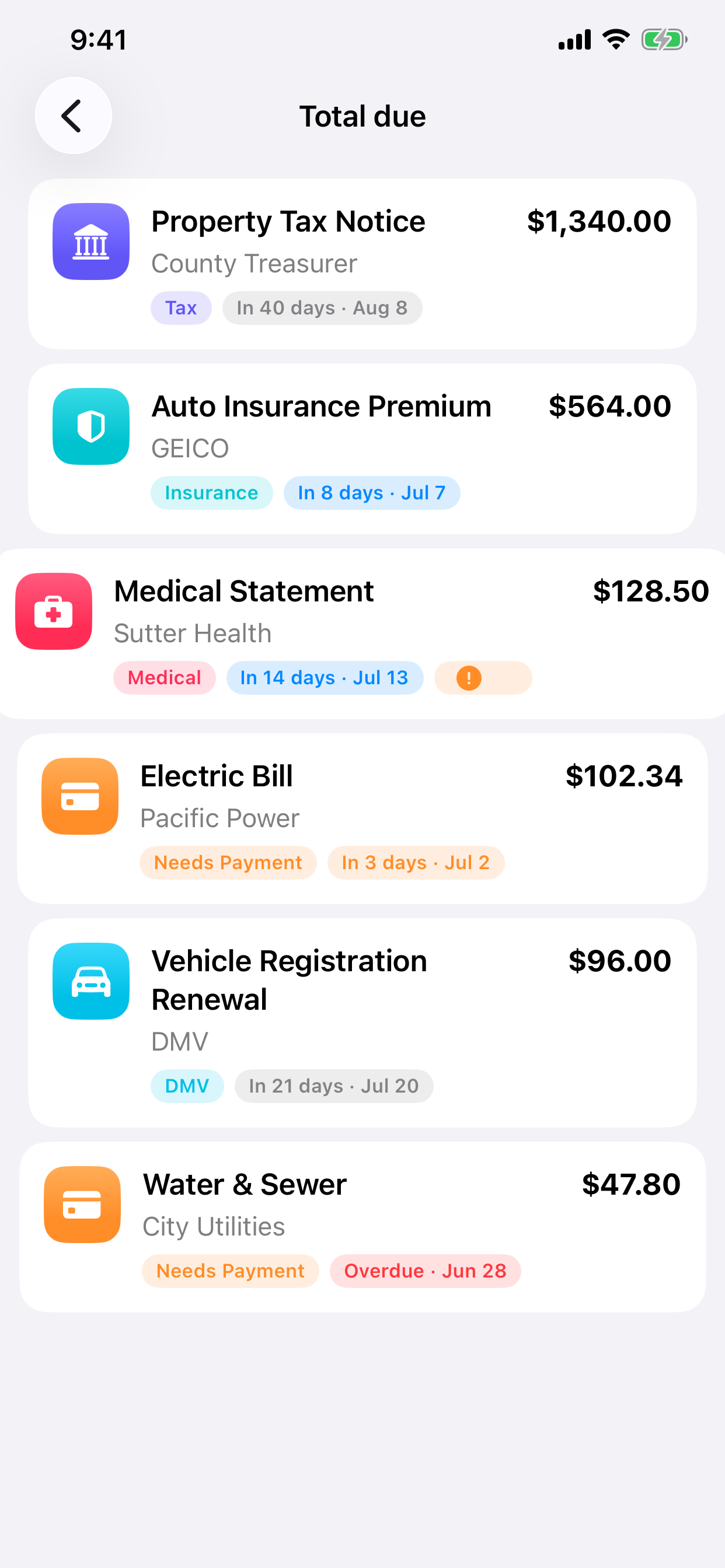 Everything you owe at a glance